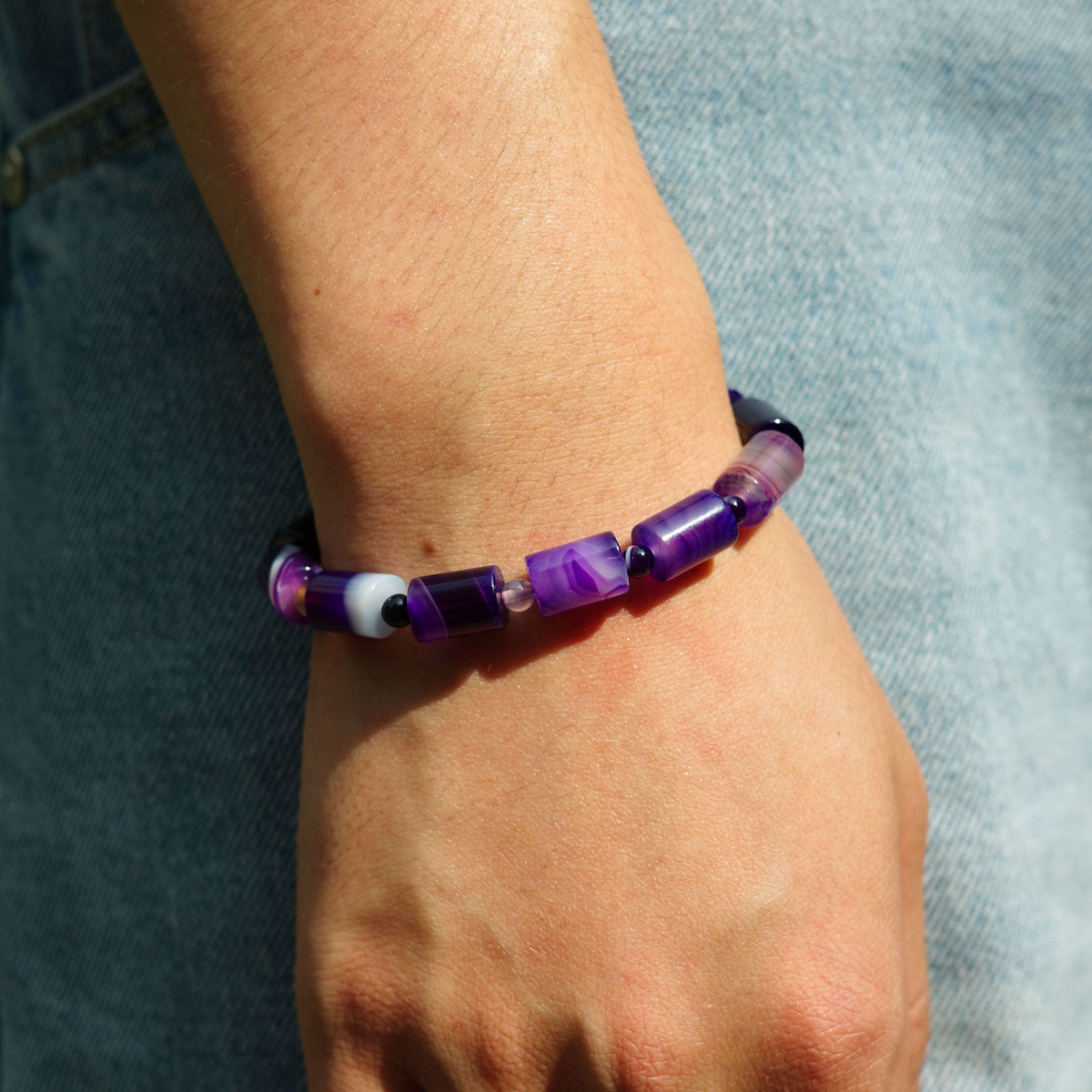 Purple Striped Agate Bracelet