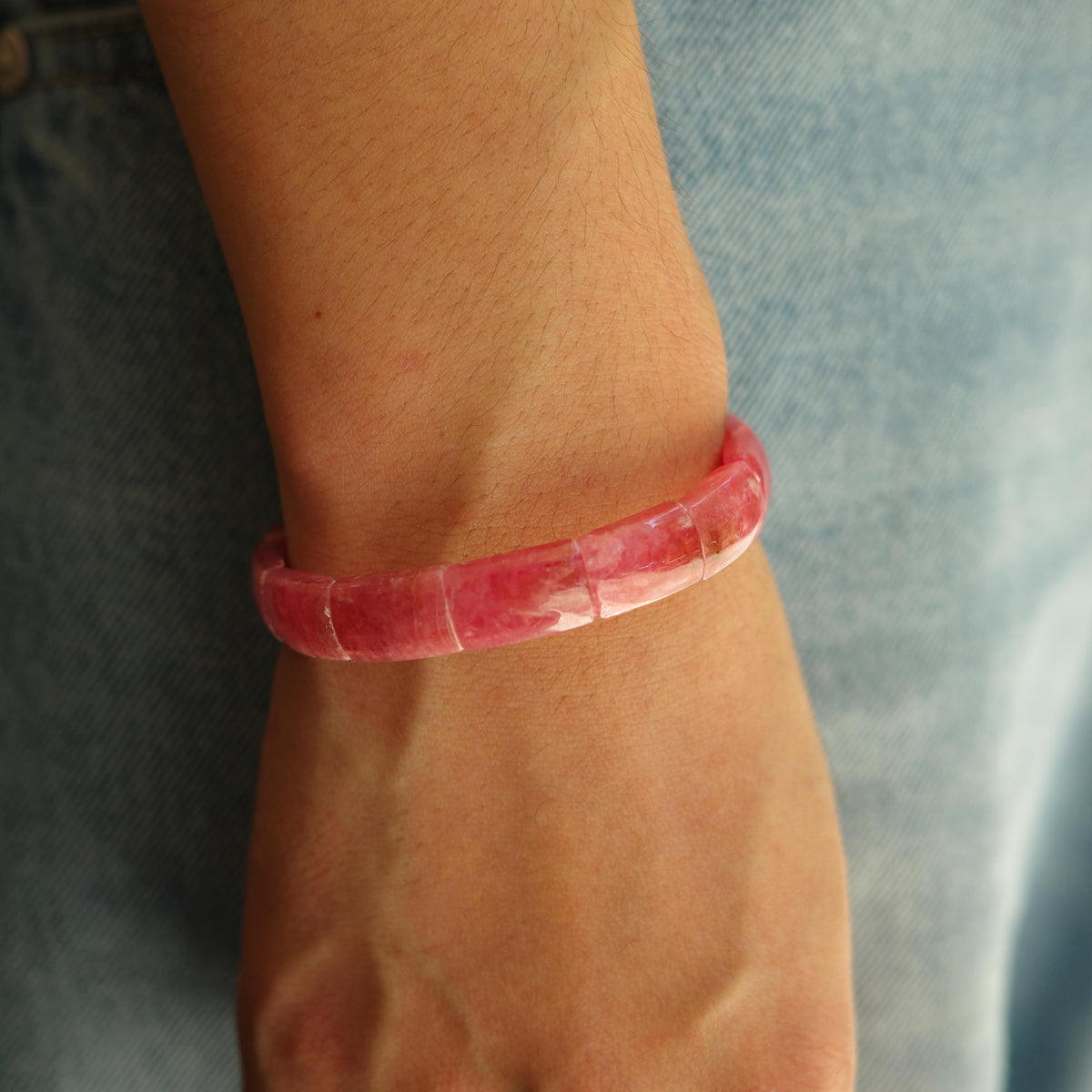 Rhodochrosite Crystal Tile Bracelet