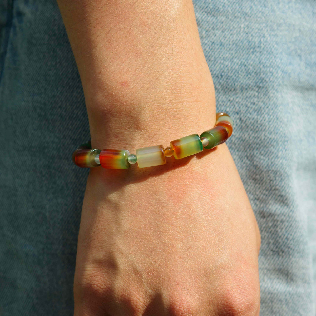 Green and Brown Agate Bracelet
