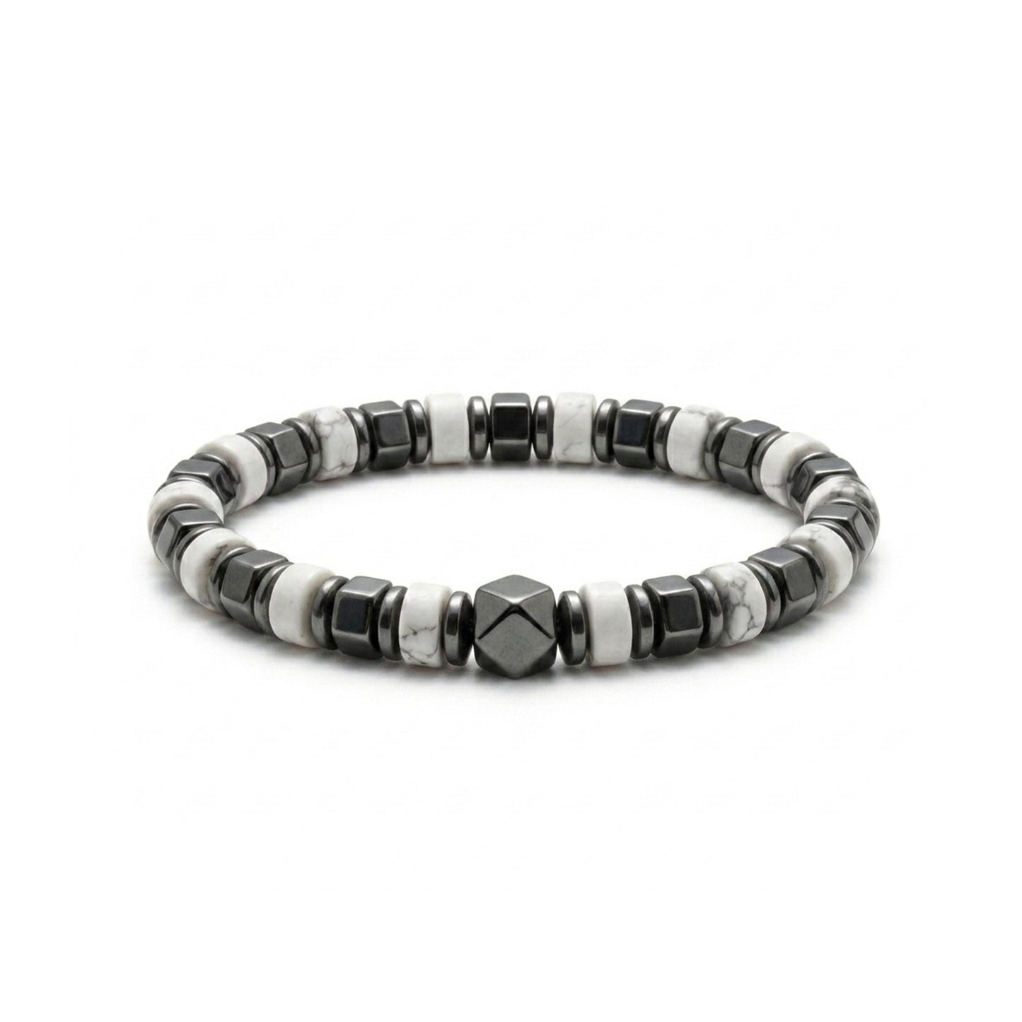 White Turquoise and Hematite Bracelet