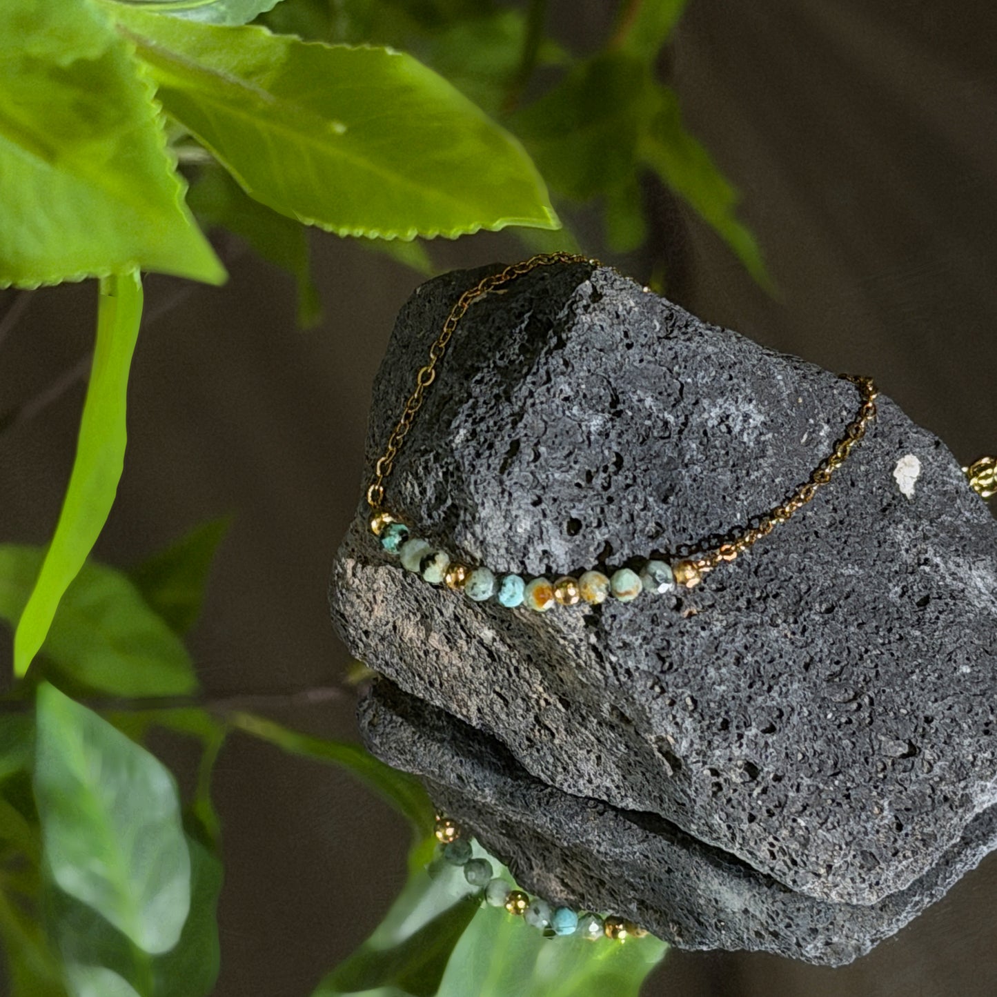 African Turquoise Stainless Bracelets