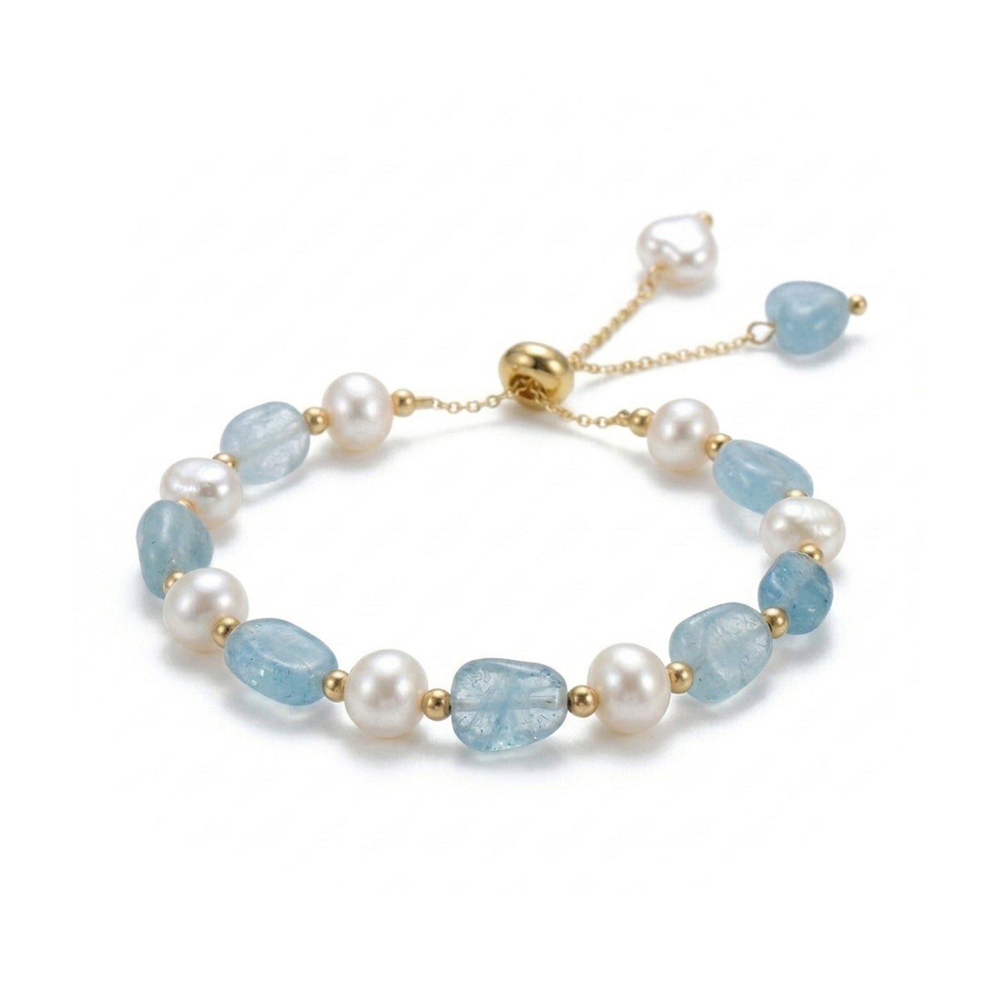 Aquamarine and Baroque Pearl Bracelet