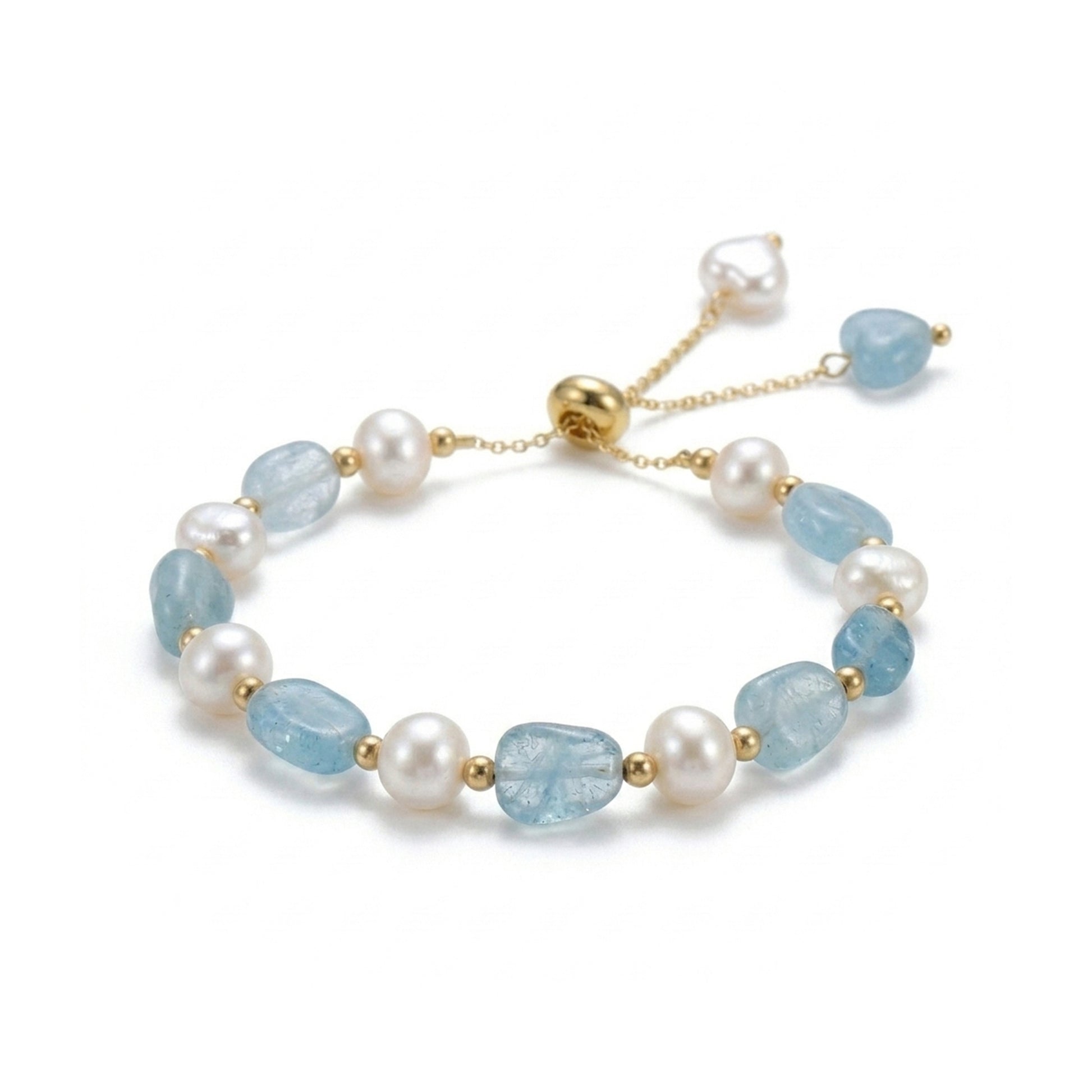 Aquamarine and Baroque Pearl Bracelet