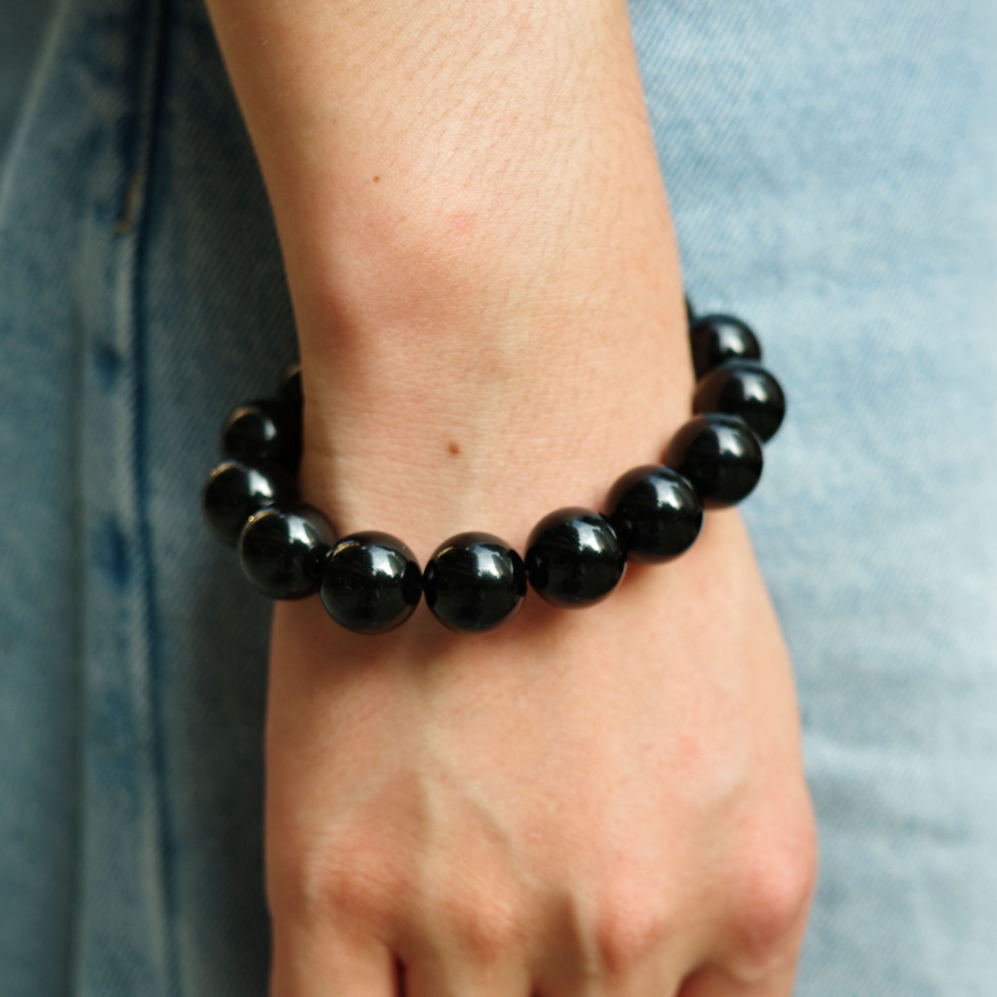 Black Obsidian Bead Bracelet