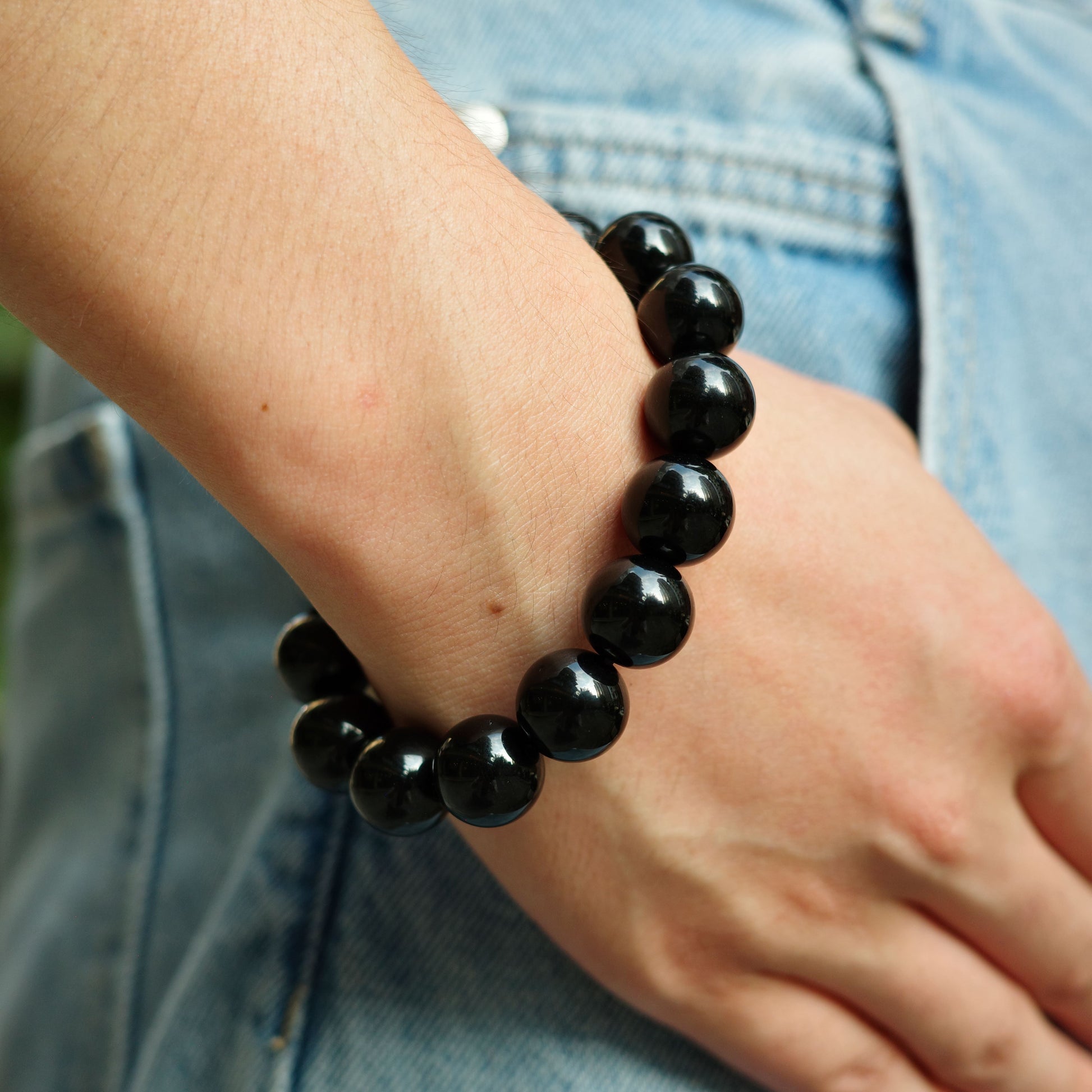 Black Obsidian Beaded Bracelet