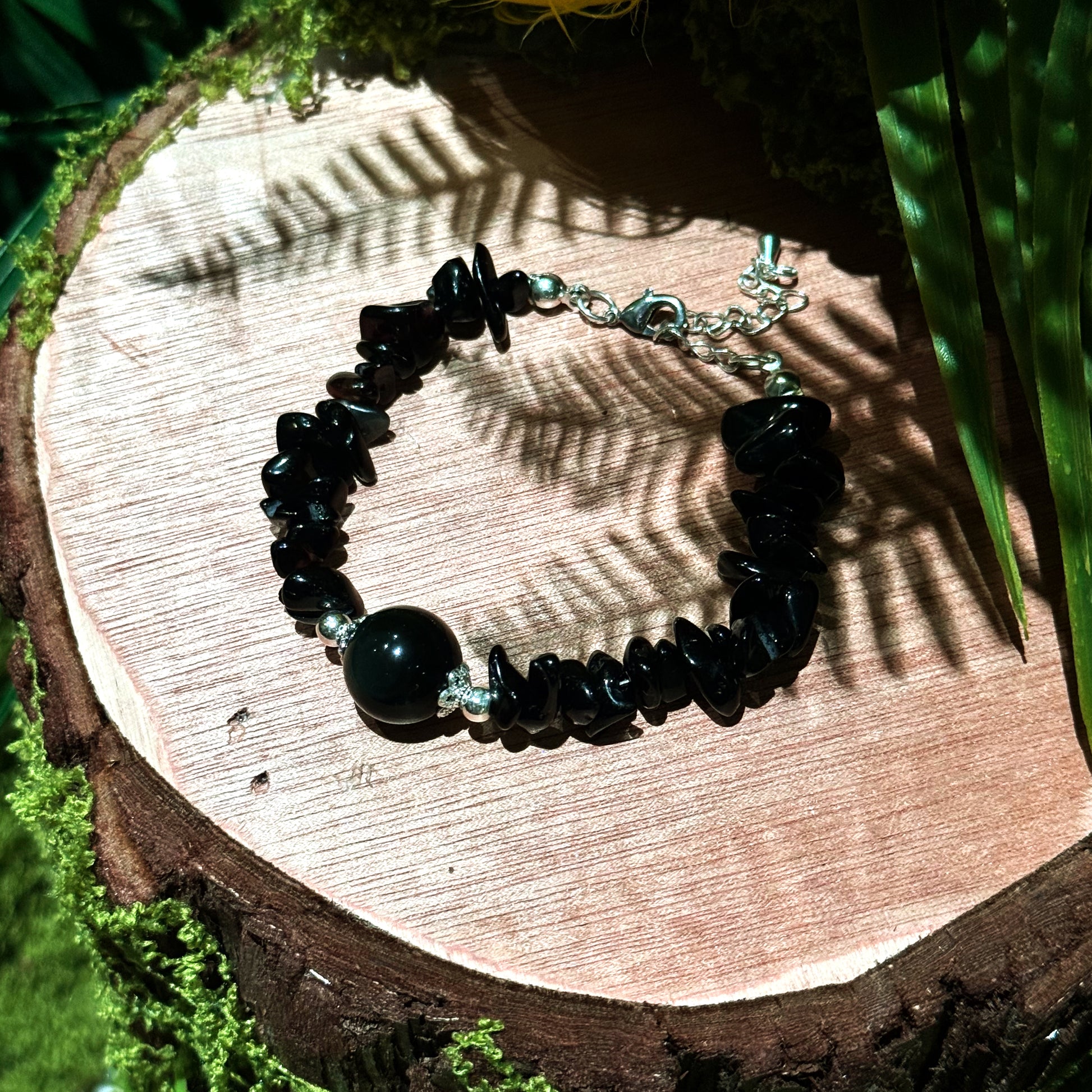Black Obsidian Chip Bracelet