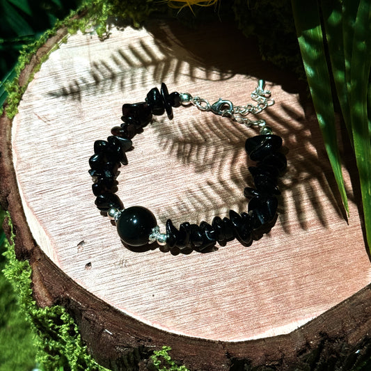 Black Obsidian Chip Bracelet