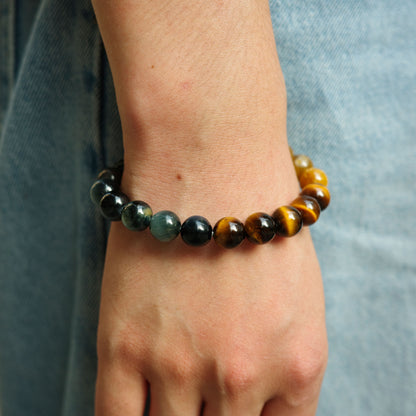 Gold and Blue Tiger Eye Stone Bracelet