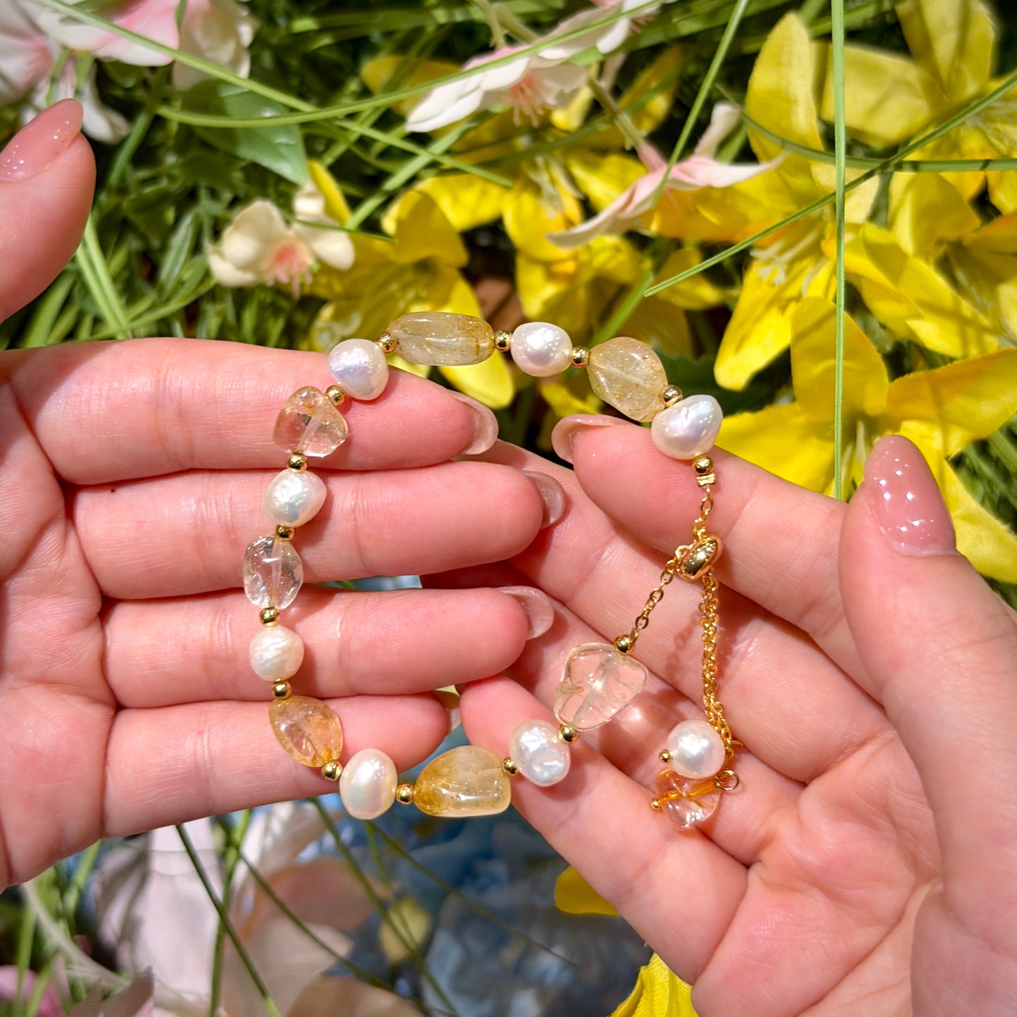 Citrine Pearl Bracelet