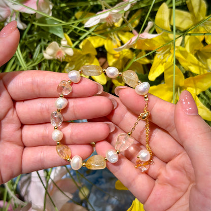 Citrine Pearl Bracelet