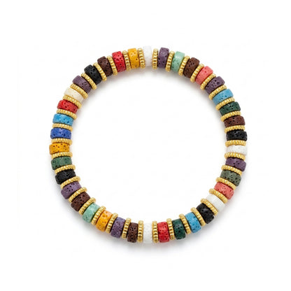 Colorful Volcanic Stone Disc Bracelet