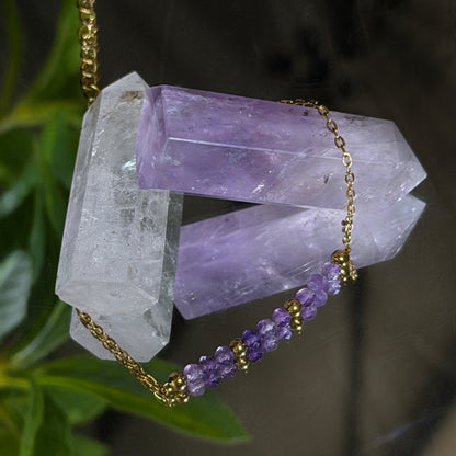 Faceted Amethyst Stainless Bracelet