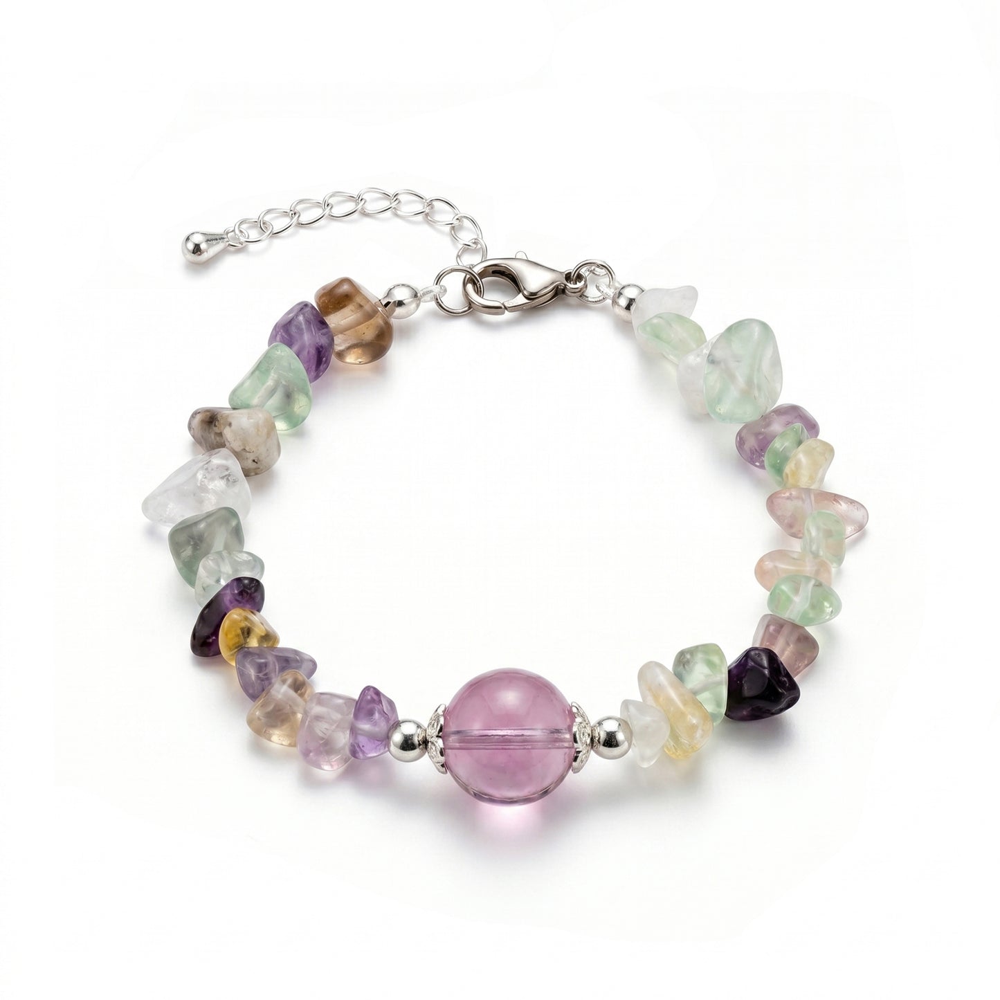Rainbow Fluorite Chip Stone Bracelet
