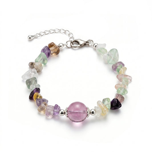 Rainbow Fluorite Chip Stone Bracelet