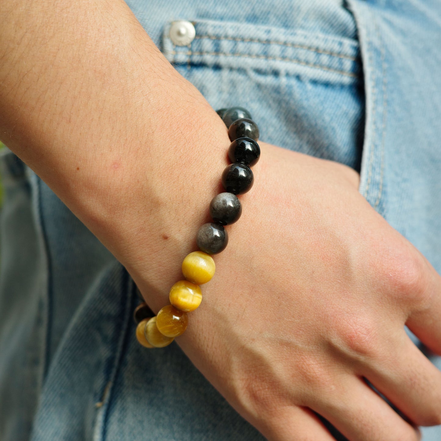 Gold and Blue Tiger Eye Bracelets