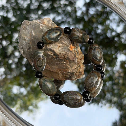 Gray and Green Agate Bracelets