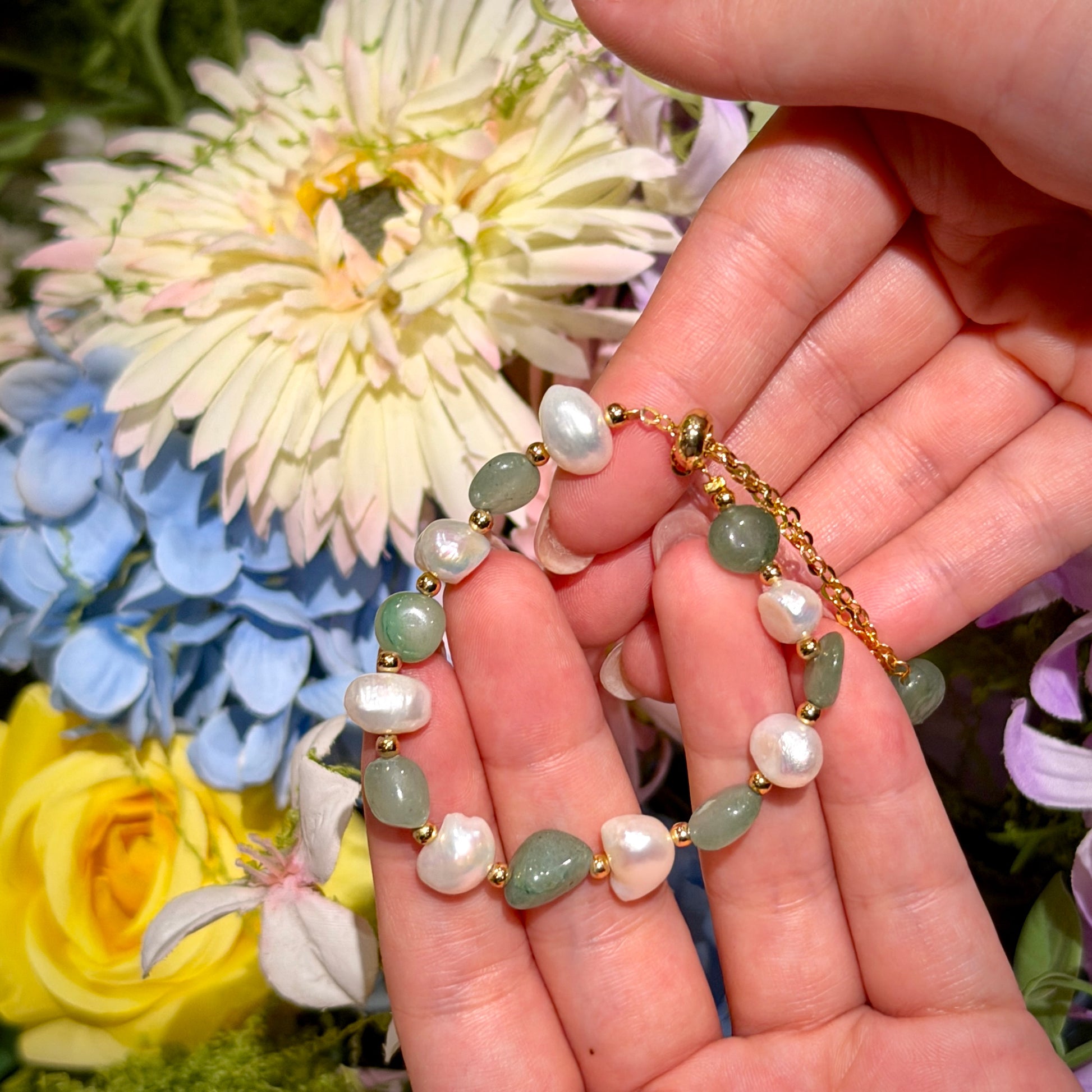 Green Aventurine Baroque Pearl Bracelet