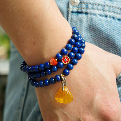 Triple Wrap Beaded Lapis Lazul Bracelets