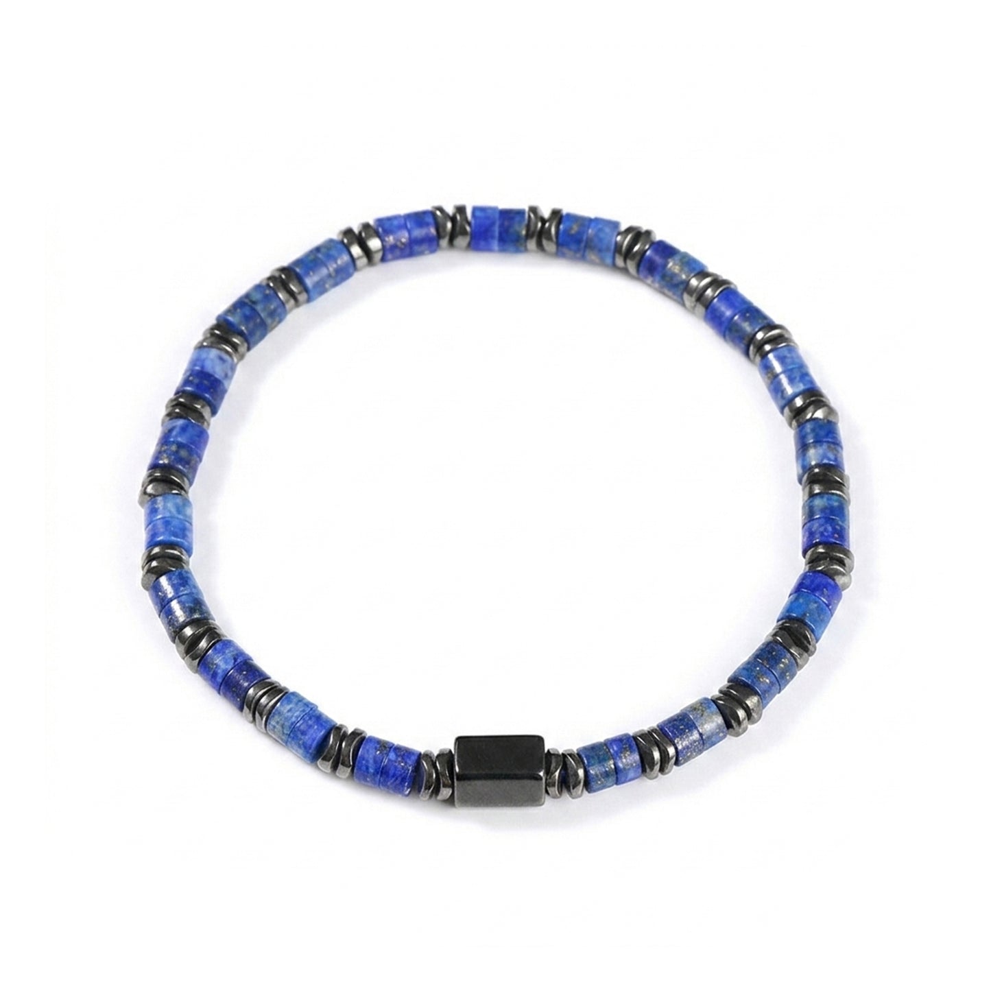 Lapis Lazuli and Hematite Bead Bracelet