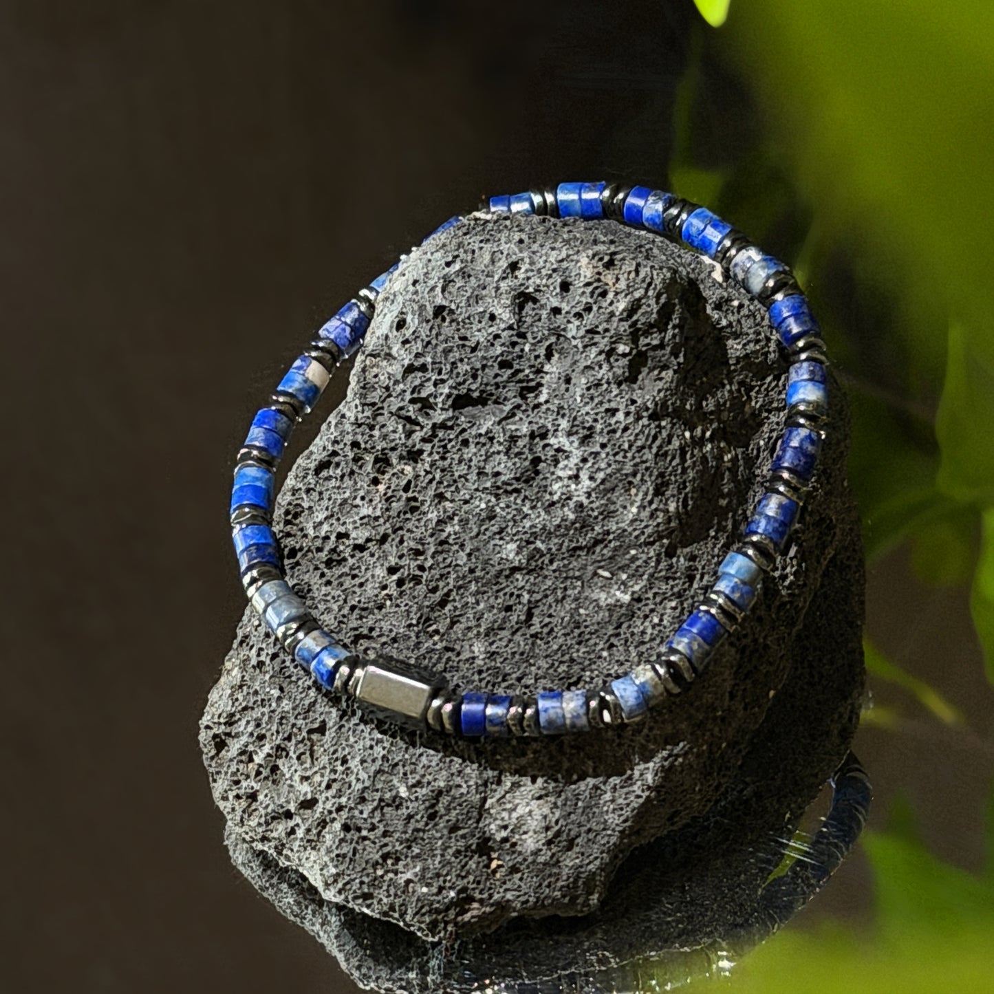 Lapis Lazuli and Hematite Bead Bracelet
