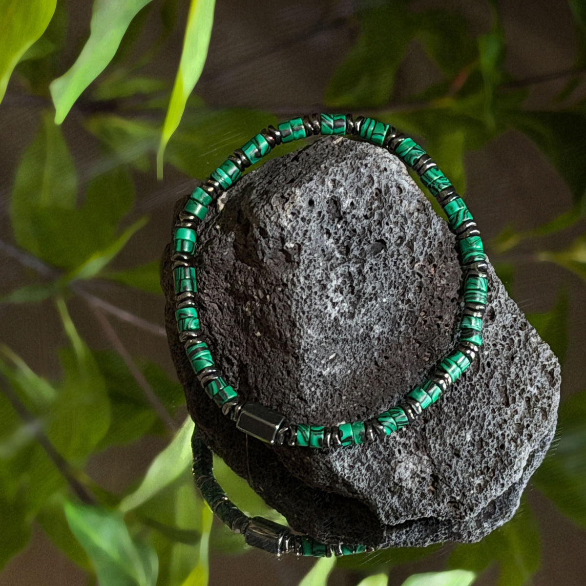 Green Malachite Bead Bracelet