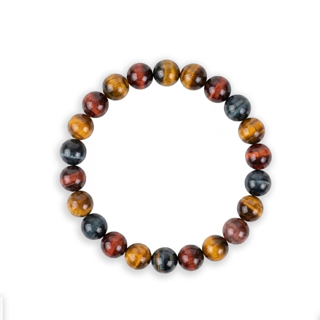 Multicolor Real Tiger Eye Beaded Bracelet