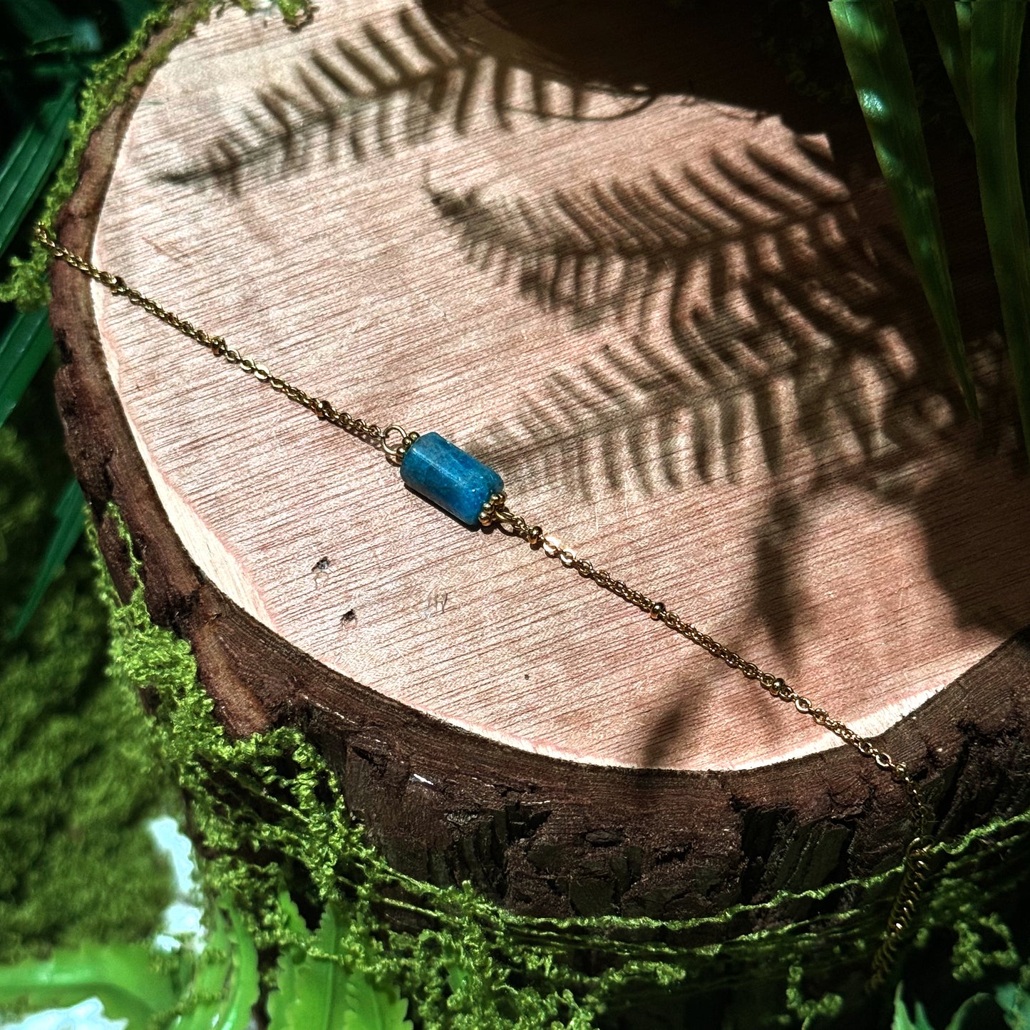 Natural Apatite Stainless Steel Bracelet