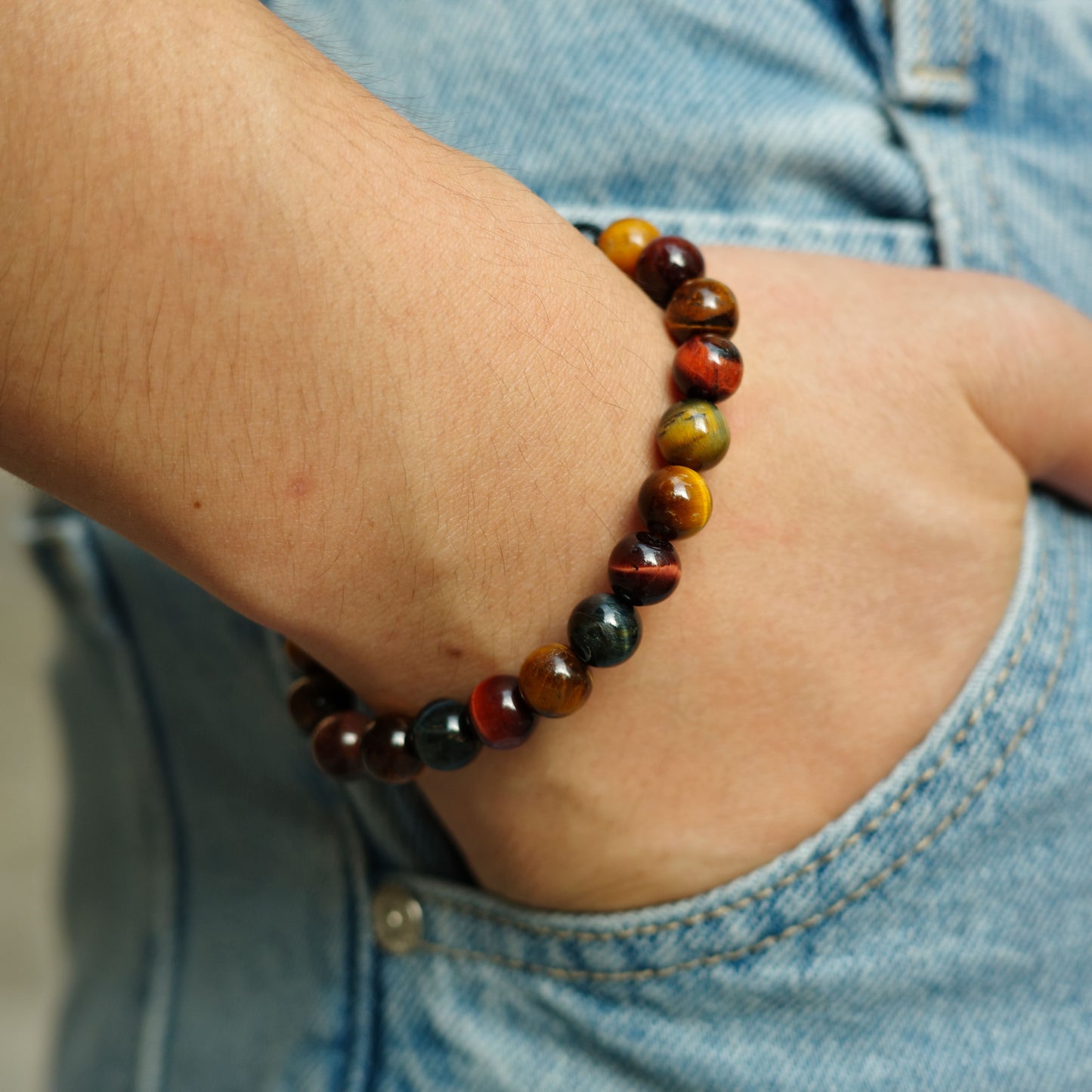 Real Tiger Eye Beaded Bracelet
