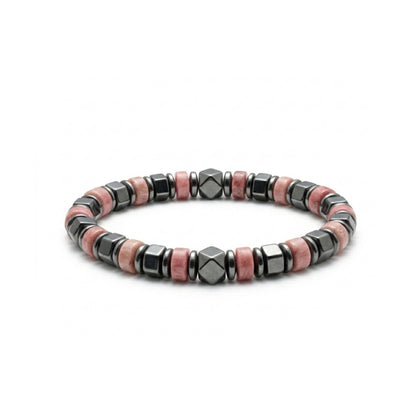 Rhodochrosite and Hematite Bracelets
