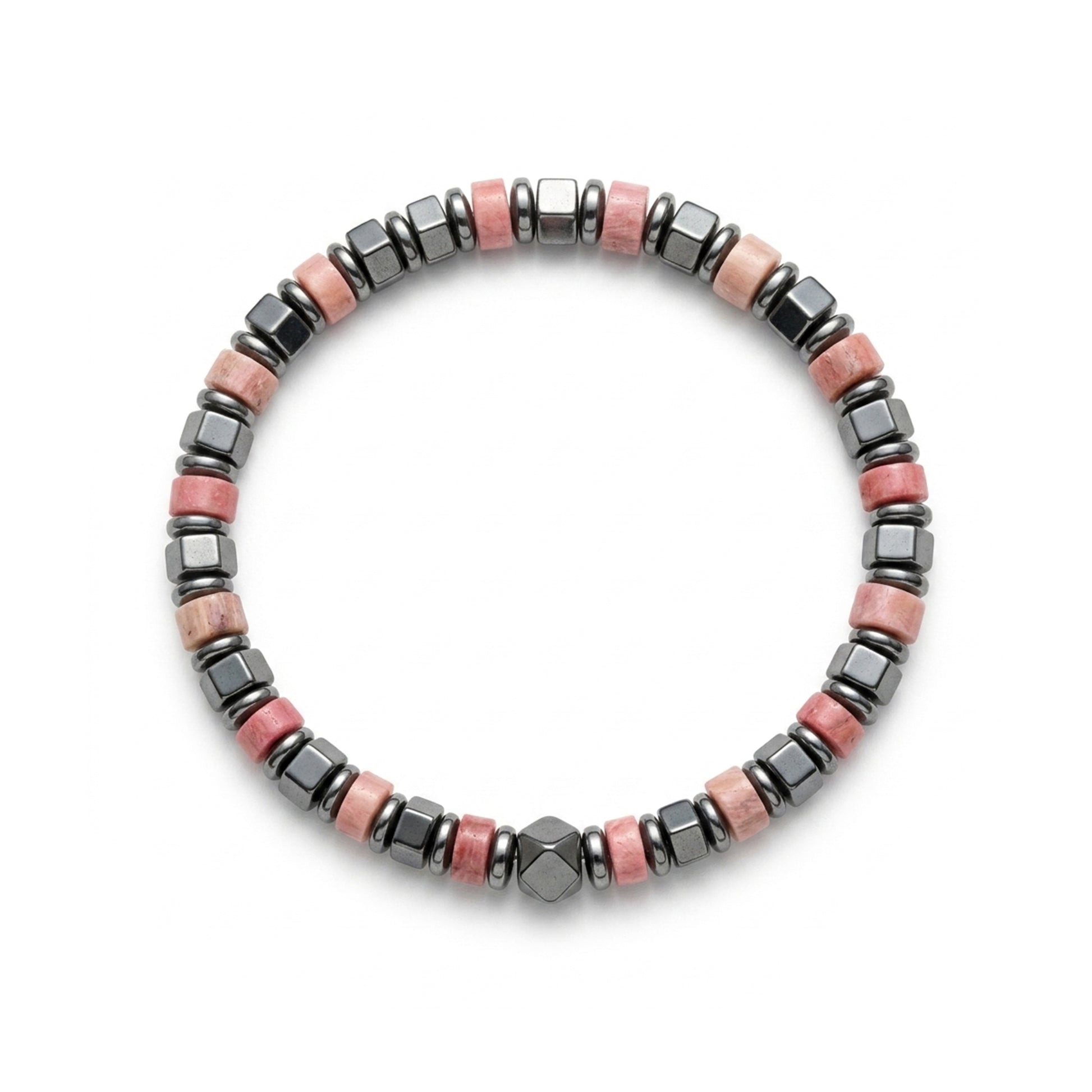 Rhodochrosite and Hematite Bracelet