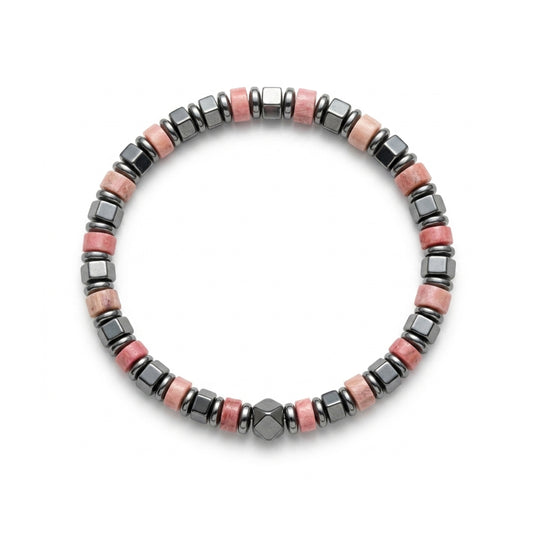 Rhodochrosite and Hematite Bracelet