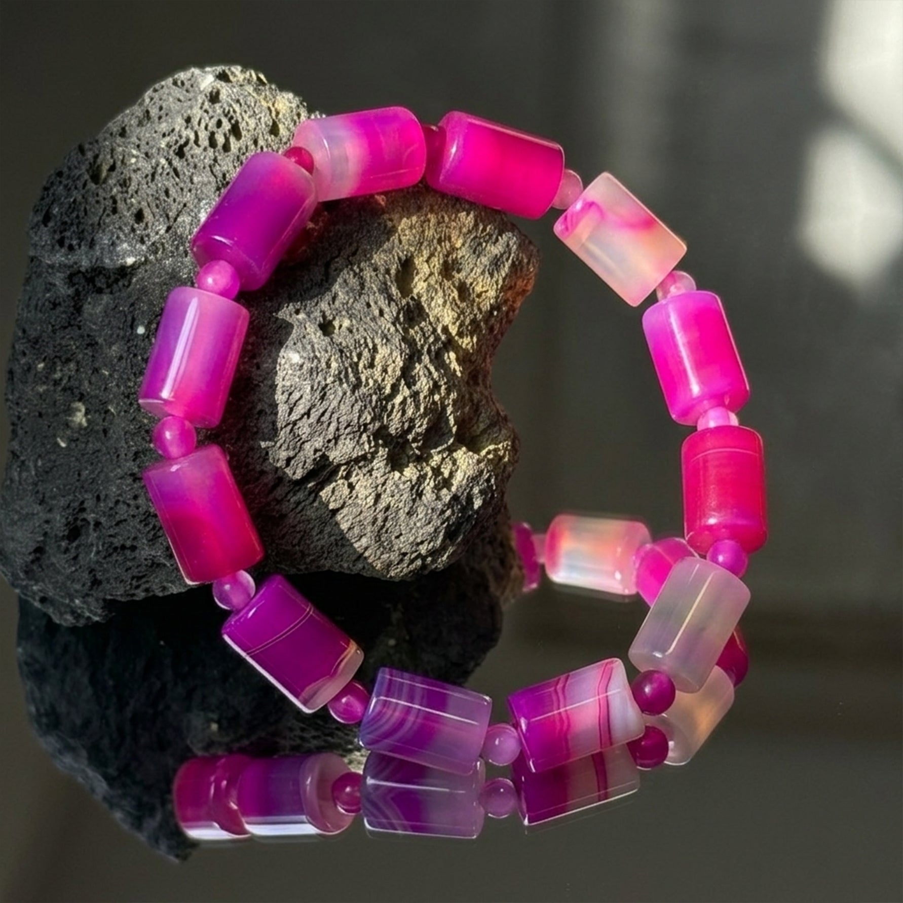 Pink Gradient Agate Bracelet