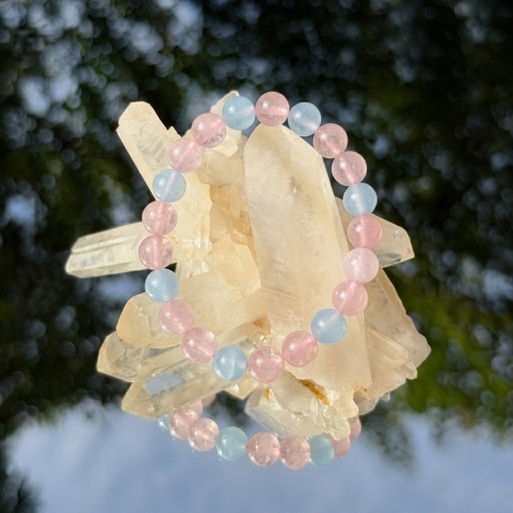 Rose Quartz and Aquamarine Healing Bracelet