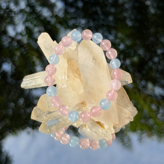 Rose Quartz and Aquamarine Healing Bracelet
