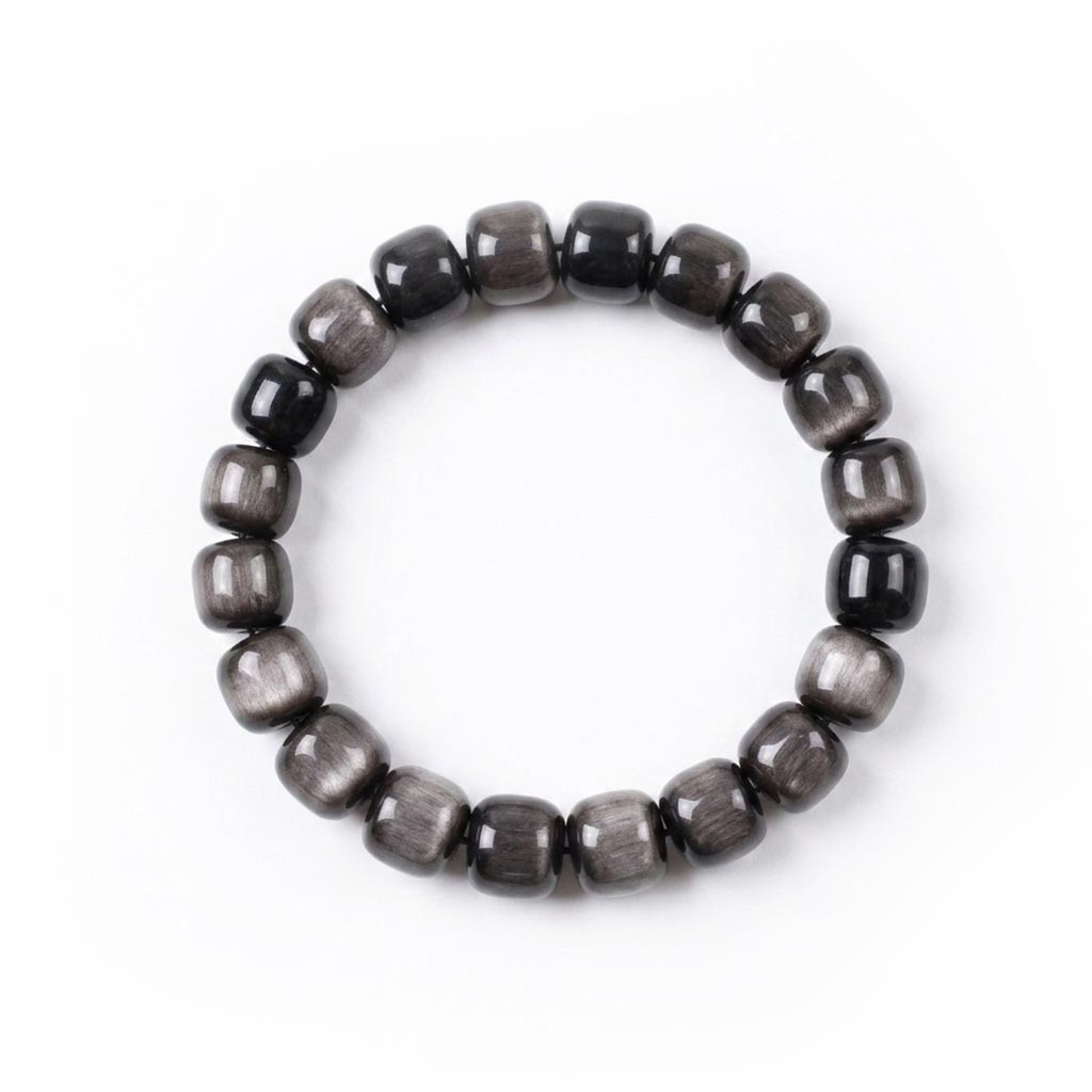 Silver Obsidian Crystal Bracelet for Men