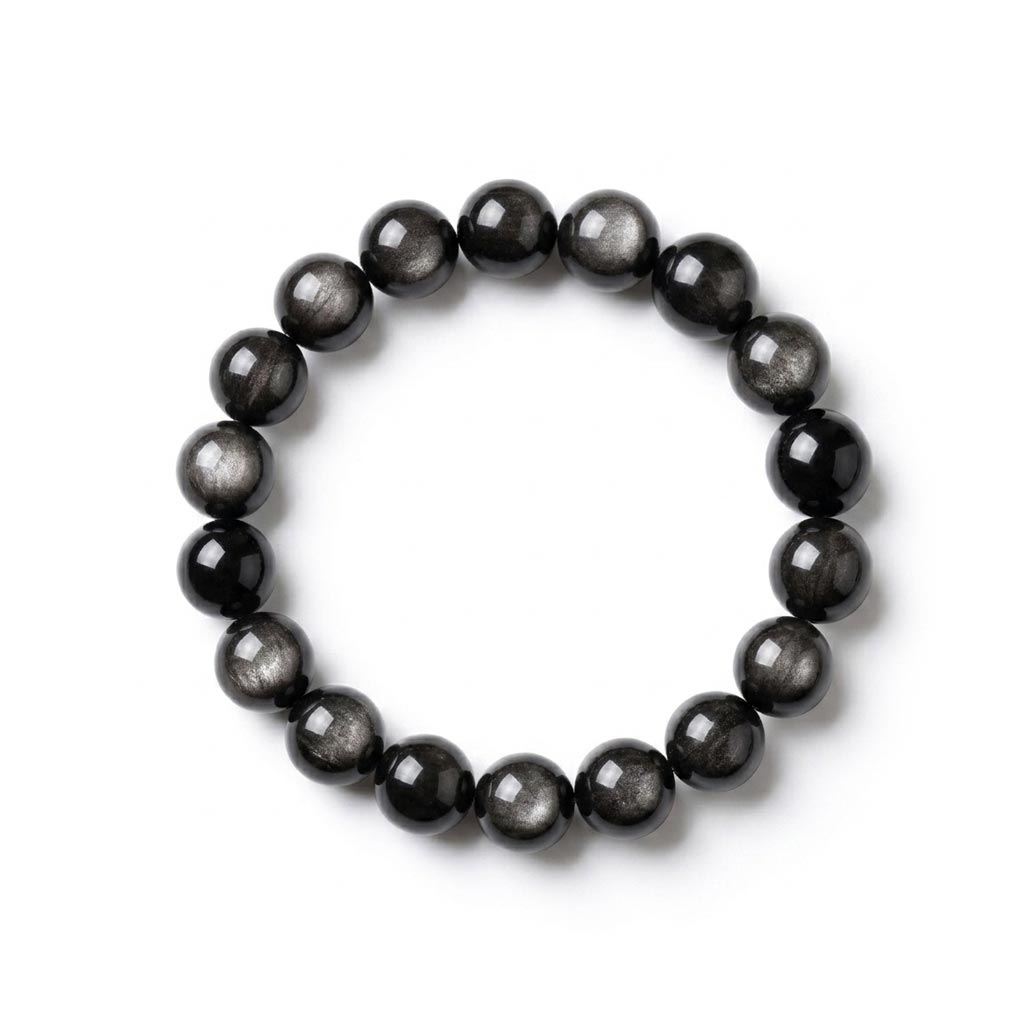Silver Sheen Obsidian Beaded Bracelet