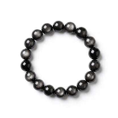 Silver Sheen Obsidian Beaded Bracelet