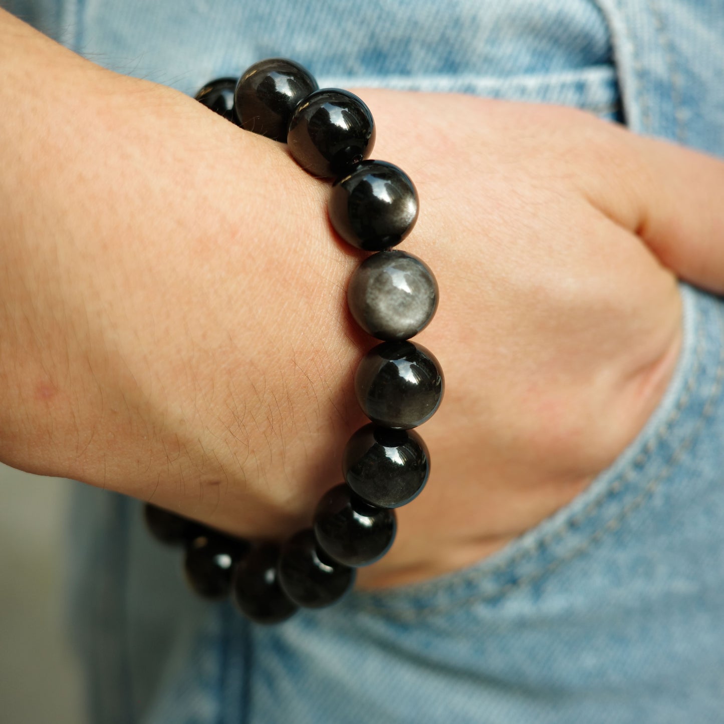 Silver Sheen Obsidian Bracelet