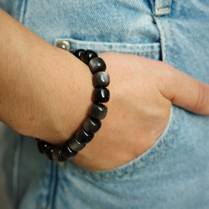 Silver Sheen Obsidian Bracelet forMen