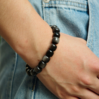 Silver Sheen Obsidian Stone Bracelet