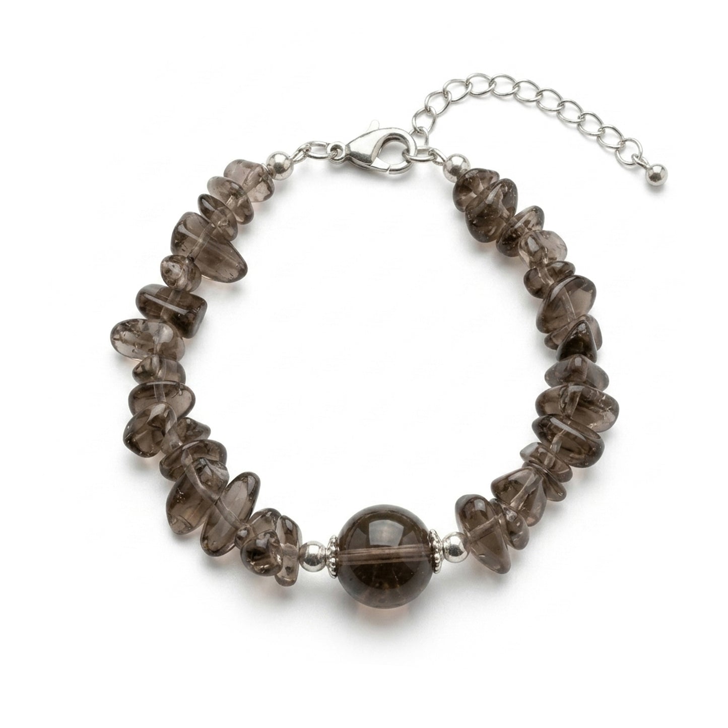 Smoky Obsidian Chip Stone Bracelet