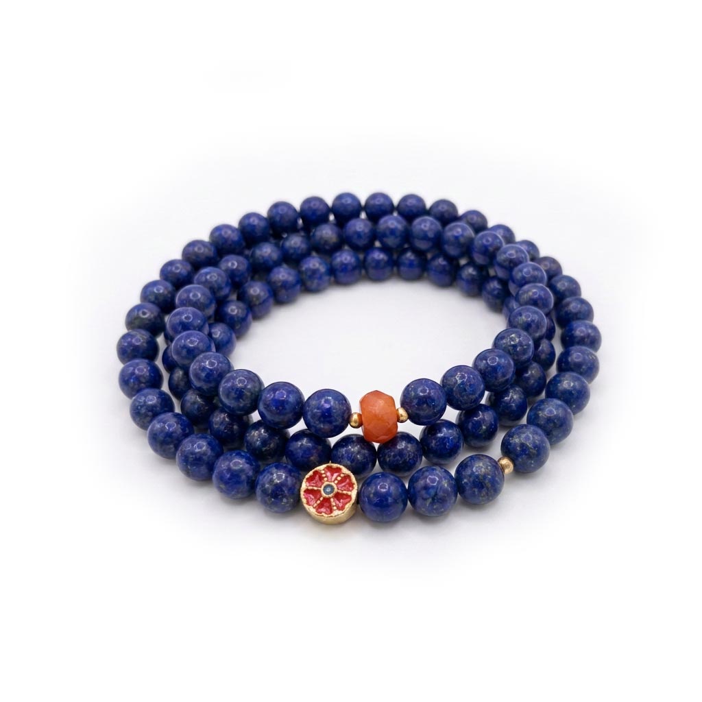 Triple Wrap Beaded Lapis Lazuli Bracelets