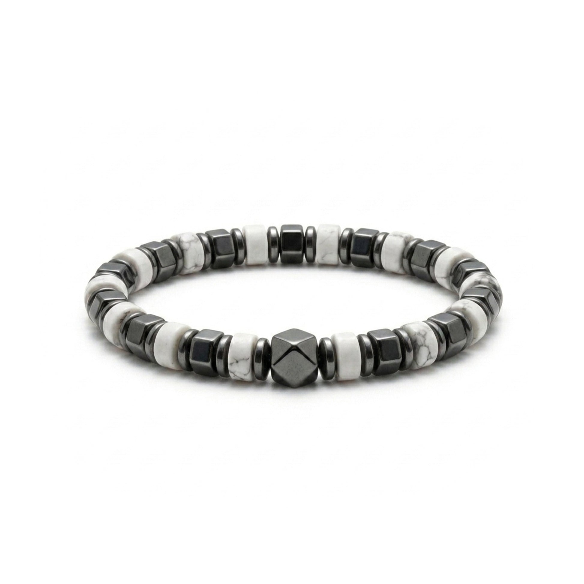 White Turquoise and Hematite Bracelet