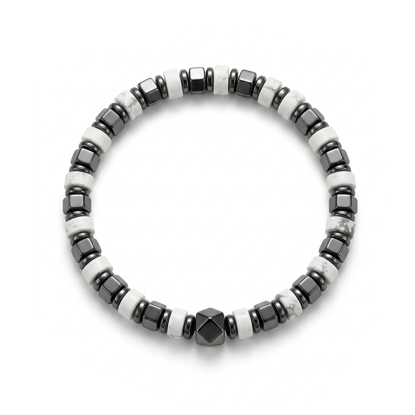 White Turquoise and Hematite Bracelet