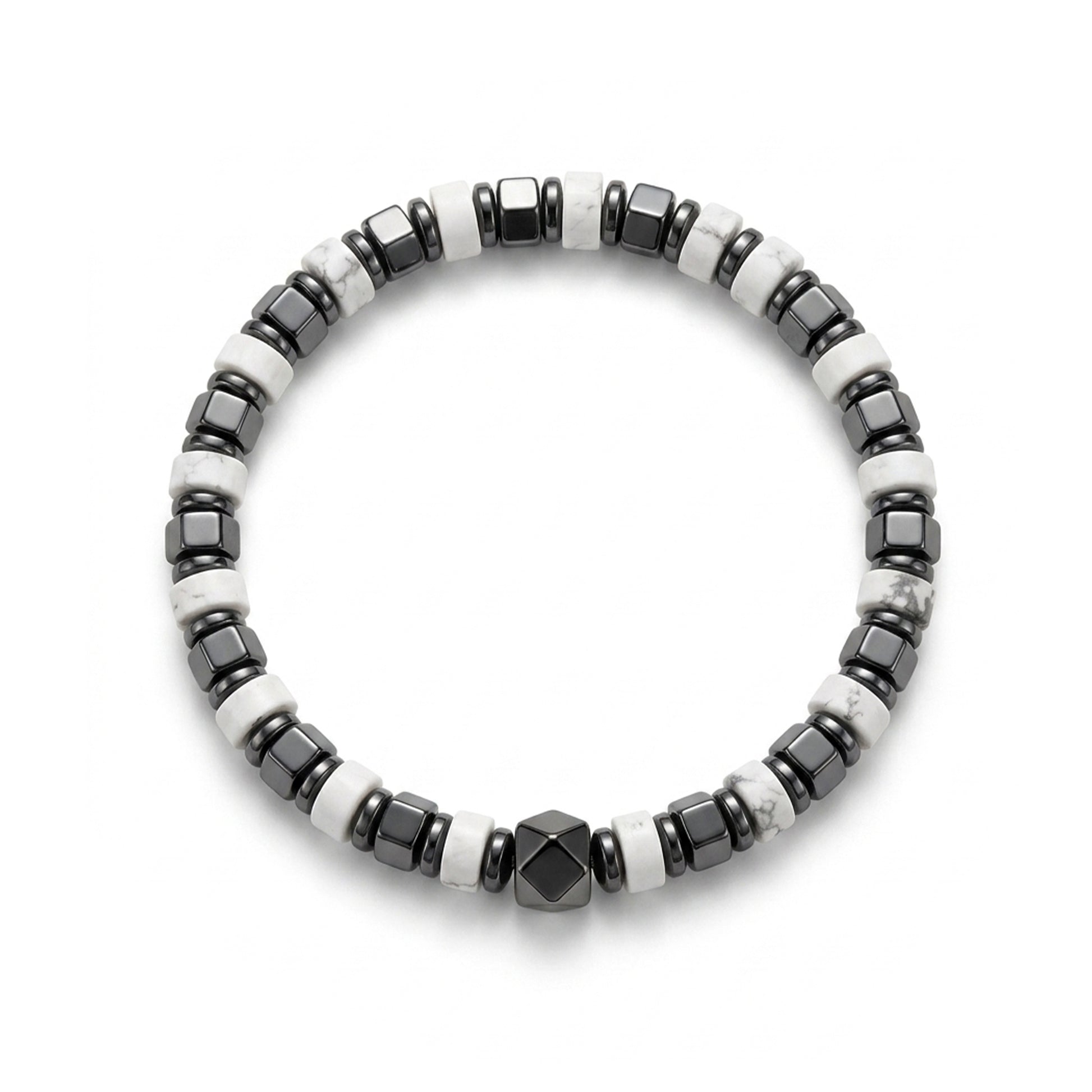 White Turquoise and Hematite Bracelet