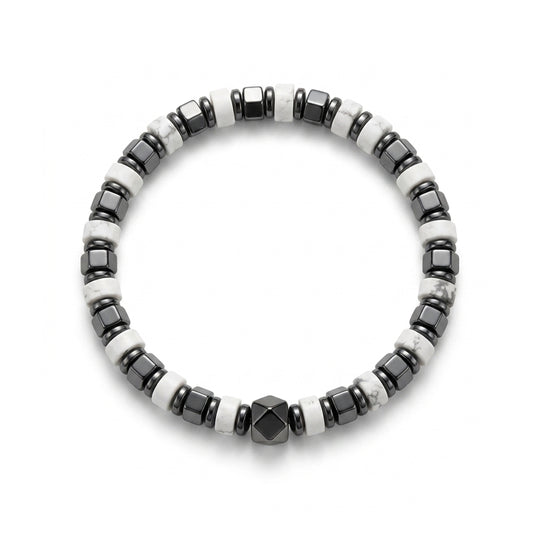 White Turquoise and Hematite Bracelet