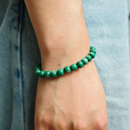 Green Malachite Beaded Stone Bracelet